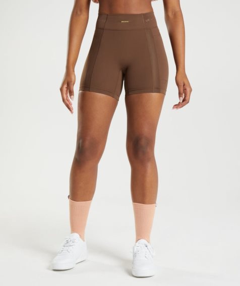 Women's Gymshark Whitney Mesh Shorts Dark Brown | CA 7A6D1N